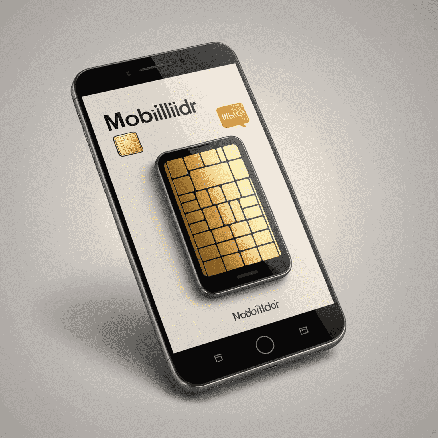 Mobilidir.com logo - A stylized mobile phone with SIM card