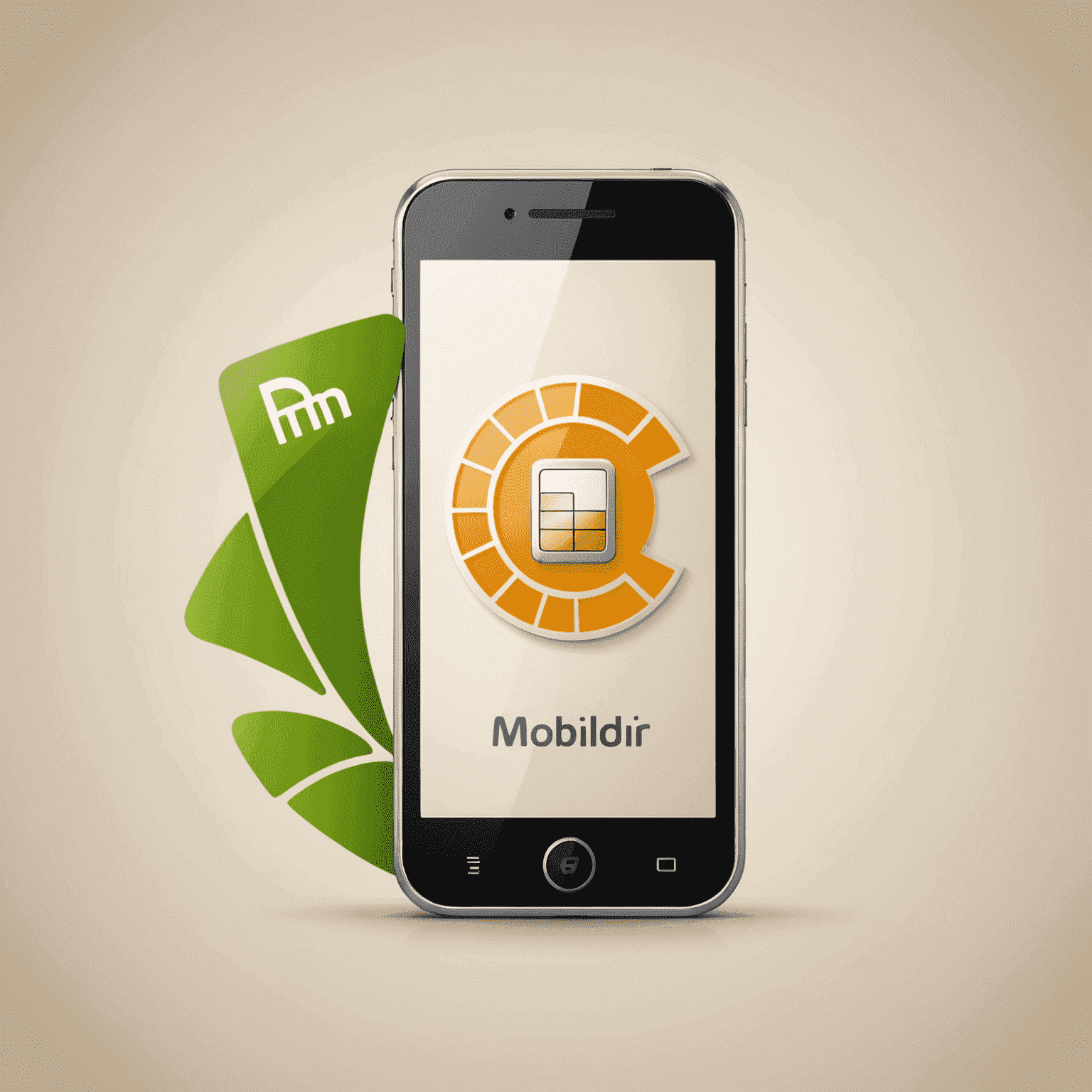 Mobilidir.com logo - A stylized mobile phone with SIM card